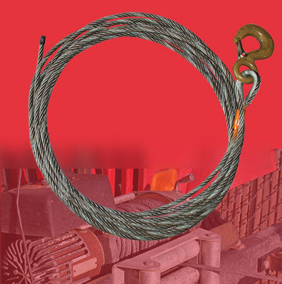 Steel Core Winch Cable coiled with attached hook for towing and heavy-duty lifting tasks