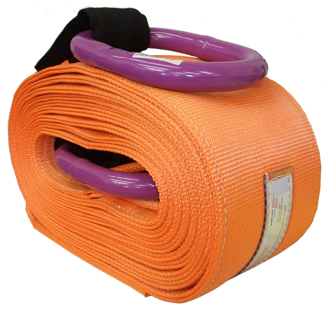 Nylon Recovery Strap with Steel Rings, 4-Ply, Breaking Strength 133,000-188,000  Lbs