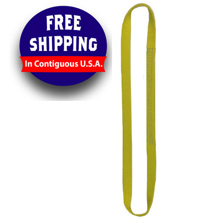 Yellow endless web sling 1 ply by Wrecker Supply USA with free shipping in contiguous USA