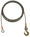 Wrecker Supply USA Steel Core Winch Cable Extension with metal hook and loop for heavy-duty towing