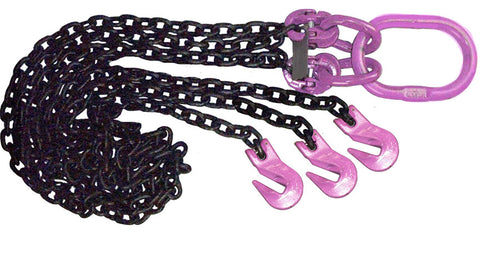 3 leg recovery chain slings - purple hardware