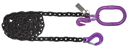 Adjustable Recovery Chain for Tow Trucks by Wrecker Supply USA with sturdy black chain and purple hooks