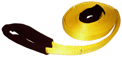 Yellow ATV UTV Recovery Straps with black reinforced loops by Wrecker Supply USA