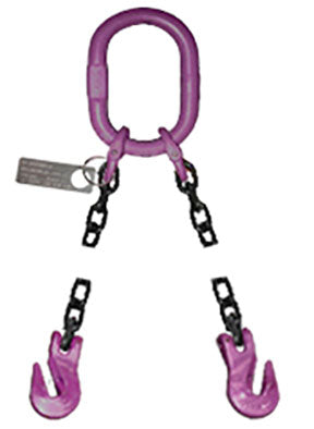 Wrecker Supply USA Chain Sling with Grab Hooks featuring heavy-duty purple hooks and black chains for secure towing
