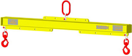 MW adjustable lifting beam with shackles yellow steel spreader beam with center lifting eye and end hooks