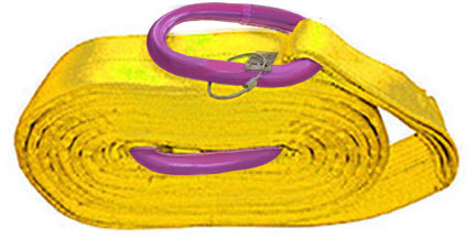 Yellow Wrecker Supply USA Polyester Recovery Straps with Steel Rings for vehicle towing and recovery