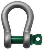 Van Beest Screw Pin Shackle with metallic silver body and green screw pin for secure lifting