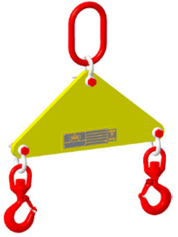 MW yellow lifting beam for towing and recovery with red hooks and lifting ring